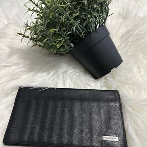 Burberry Textured Black Wallet with Silver Logo